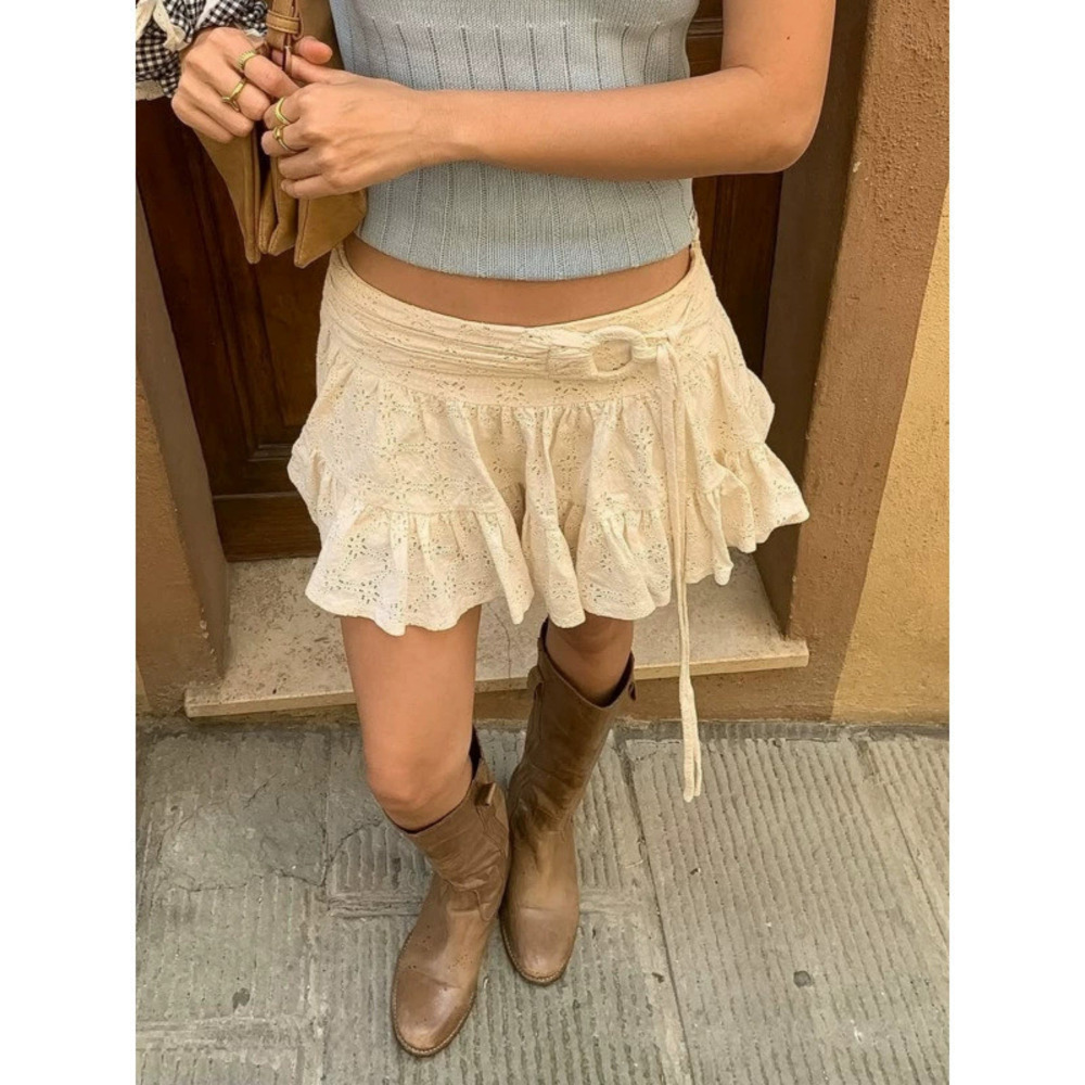 Zara Summer High Street Tie Waist A-Line Skirt